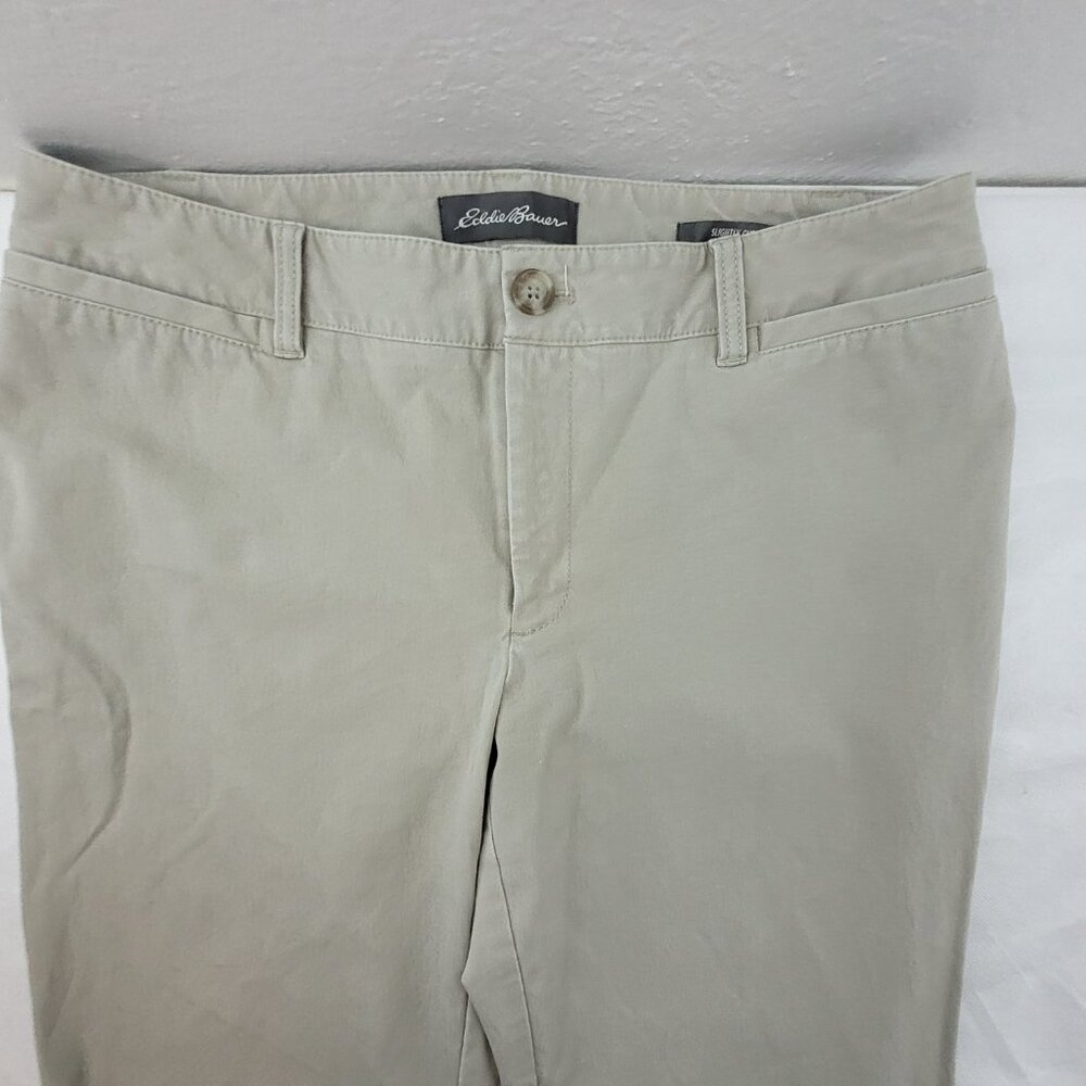 Eddie Bauer Pants Women's 12 TALL Khaki Tan Slightly Curvy Fit Cotton Twill - Picture 6 of 12